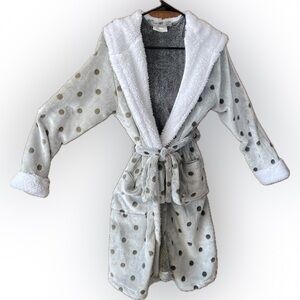Polka Dot Fleece Robe with Hood